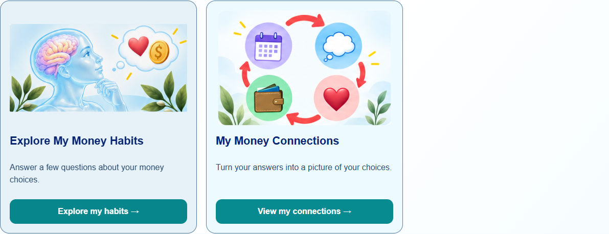 Explore My Money Habits and My Money Connections, the two Money Mindset entrances